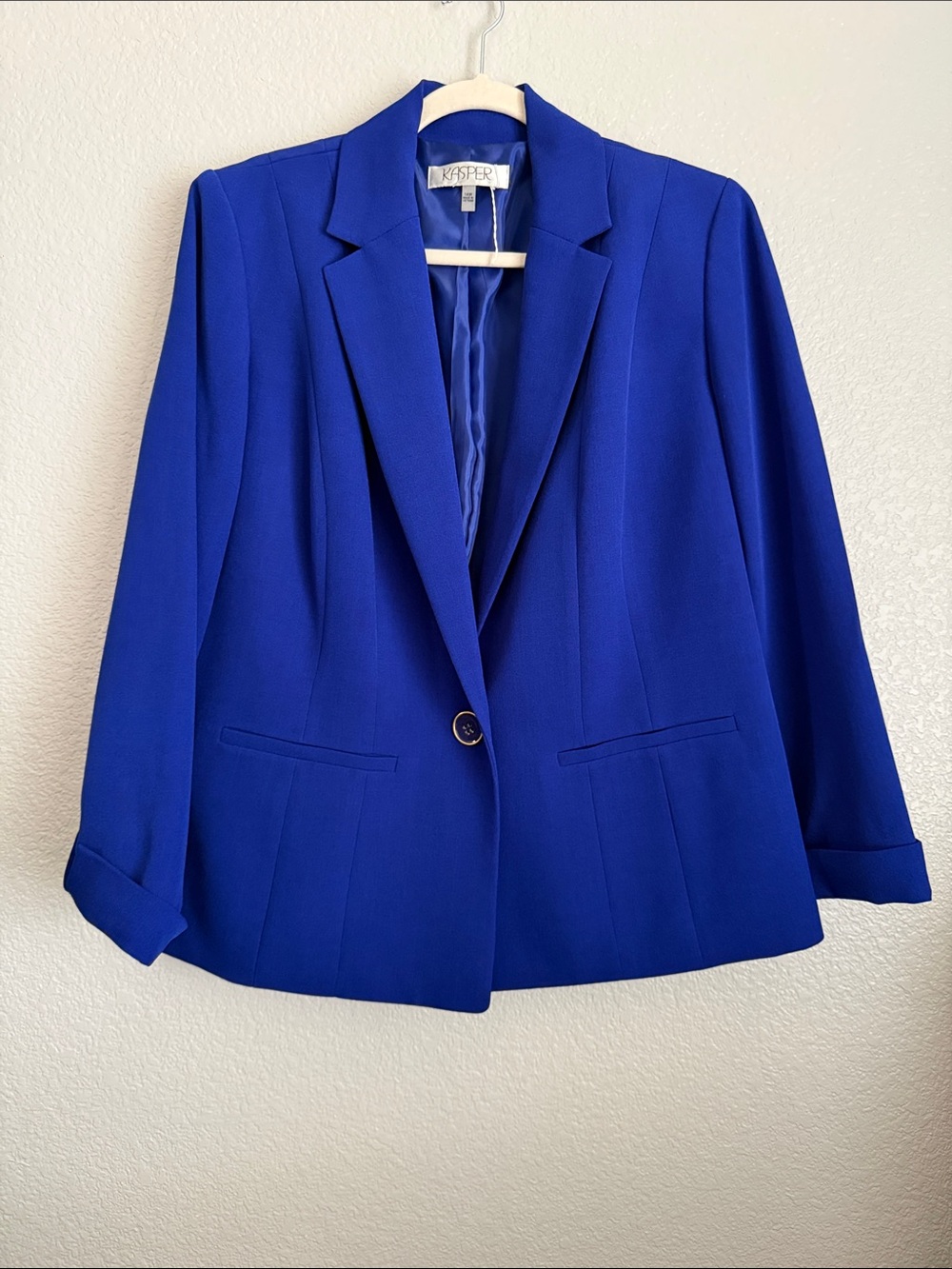Kasper Vibrant Blue Single-Button Blazer